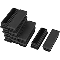 sourcingmap 12 pcs Inserciones de tubo de 20mm x 60mm rectángulo negro de plástico tapones de obturación